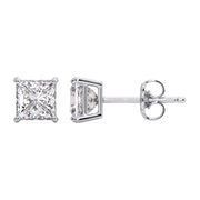 Glorious 1.00 Ct Princess Cut Lab Diamond Stud Earrings â€“ F-VS