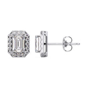 Royal Emerald Cut Lab Grown Diamond Halo Stud Earrings â€“ Timeless Luxury