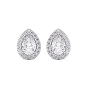 Glamorous Pear Cutting Lab Grown Diamond Halo Stud Earrings â€“ Statement Sparkle