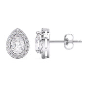 Glamorous Pear Cutting Lab Grown Diamond Halo Stud Earrings â€“ Statement Sparkle