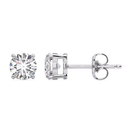 Premium 0.75 Ct Round Solitaire Lab Diamond Stud Earrings â€“ F-VS