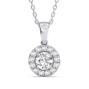 Classic 0.50 Ct Round Lab Grown Diamond Halo Pendant â€“ Everyday Luxury