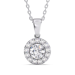 Regal 1.00 Ct Lab Grown Diamond Halo Pendant â€“ Luminous Luxury Necklace