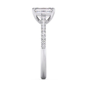 Timeless 1.00 Ct Emerald Cut Lab Diamond Split Pave Solitaire Ring â€“ F-VS White