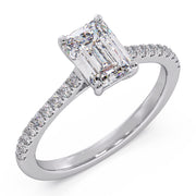 Timeless 1.00 Ct Emerald Cut Lab Diamond Split Pave Solitaire Ring â€“ F-VS White