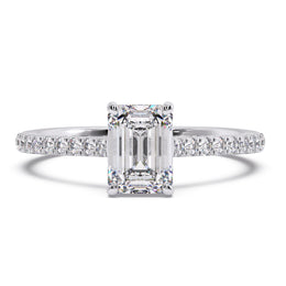 Timeless 1.00 Ct Emerald Cut Lab Diamond Split Pave Solitaire Ring â€“ F-VS White