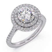 Glorious 1.50 Ct Round Lab Diamond Split Prong PavÃ© Engagement Ring