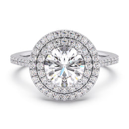 Glorious 1.50 Ct Round Lab Diamond Split Prong PavÃ© Engagement Ring