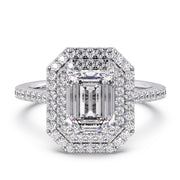 Magnificent 1.50 Ct Emerald Cut Lab Diamond Split Prong Ring