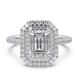 Magnificent 1.50 Ct Emerald Cut Lab Diamond Split Prong Ring