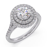 Majestic 1.00 Ct Round Brilliant Lab Diamond Multi-Pave Solitaire Ring - F-VS White