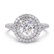Majestic 1.00 Ct Round Brilliant Lab Diamond Multi-Pave Solitaire Ring - F-VS White