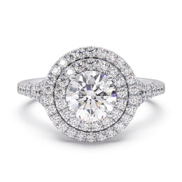 Majestic 1.00 Ct Round Brilliant Lab Diamond Multi-Pave Solitaire Ring - F-VS White