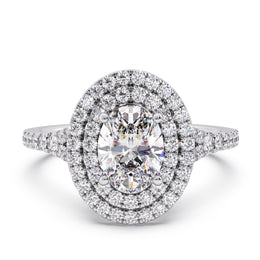 Radiant 1.00 Ct Oval Lab Diamond Split Prong Halo Ring