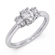 Graceful Oval Lab Diamond Three Stone Trilogy Ring