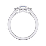 Refined Emerald Cut Lab Diamond Three Stone Prestige Ring
