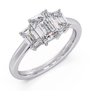 Refined Emerald Cut Lab Diamond Three Stone Prestige Ring