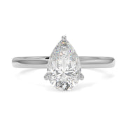 1.00 Ct Pear Shape Lab Grown Diamond Claw Prong Solitaire Ring â€“ F-VS