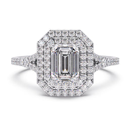 Elegant 1.00 Ct Emerald Cut Lab Diamond PavÃ© Prong Ring