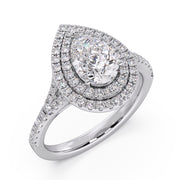 Opulent 1.00 Ct Pear Lab Diamond Double Halo Ring