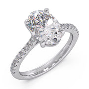 2.00 Ct Oval Lab Grown Diamond Split PavÃ© Claw Prong Ring | F-VS Fancy Cut