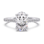 2.00 Ct Oval Lab Grown Diamond Split PavÃ© Claw Prong Ring | F-VS Fancy Cut