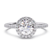 Royal 1.00 Ct Round Brilliant Lab Diamond Split Pave Solitaire Ring â€“ F-VS White