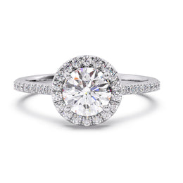Royal 1.00 Ct Round Brilliant Lab Diamond Split Pave Solitaire Ring â€“ F-VS White