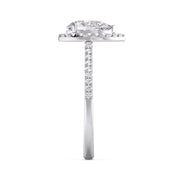 Glamorous 1.00 Ct Pear Cut Lab Diamond Split Pave Solitaire Engagement Ring â€“ F-VS White